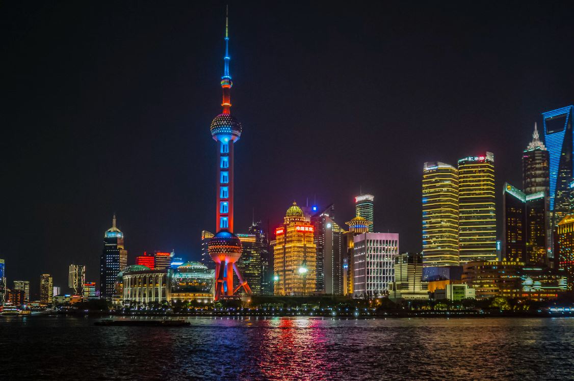 The Oriental Pearl Tower located in the Shanghai district of Pudong